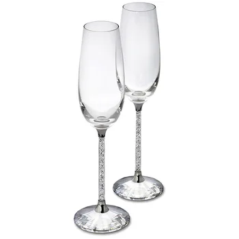 2 komada Kristalnu Vjenčanje Čašu Flautu Za Šampanjac Kristal Luksuzne Večernje Čaše Za Vino Kup Kristalno Rhinestones Dizajn H10050