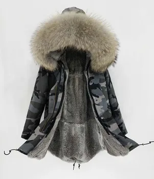 2018 ženske zimske jakne i kaputi od кроличьего krzna, pravi veliki okovratnik od krzna rakun, kaput s kapuljačom, dugu parka, crna, zelena, ulica gornja odjeća