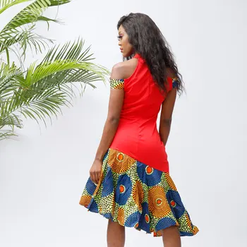 2021 Afrički haljina ženska ljetna moda na jedno rame s otvorenim vratom, donje afrički haljina