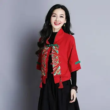 2022, kratki kaputi ханфу u nacionalnom stilu, donje винтажное kardigan s cvjetnog vezom, tradicionalne nošnje doba tang, ženska kineska klasicni jakna