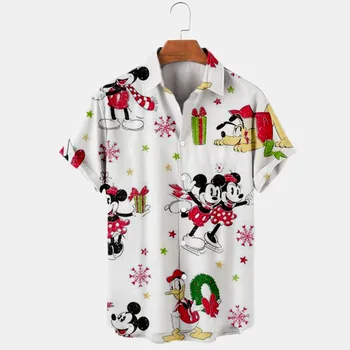 2022 Nova Božićna Kolekcija Disney Brand Stitch i Mickey Anime s 3D Ispis Muška Majica s Kratkim Rukavima i Igle Tanak Top Y2K