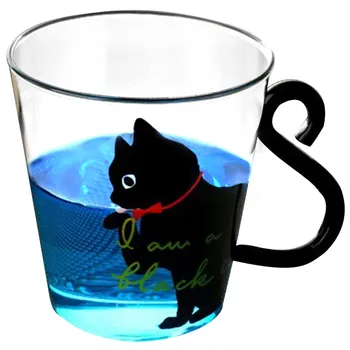 250 ml 8,5 oz Prozirna Staklena Čaša S Uzorkom Mačka, Šalice, Otporna dupli sloj Šalica Za Kavu, Čaj, Piće, Sok, Voda