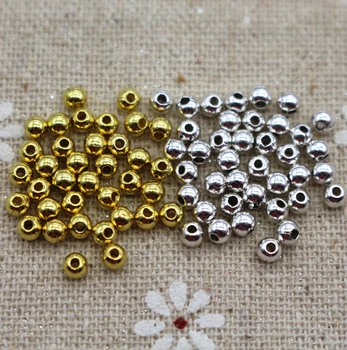 500 kom. Glatke Okrugle Razuporne Perle Tibet Srebrne/Zlatne Boje 3 mm Tibetanski Razuporne Perle Za Izradu Nakita 
