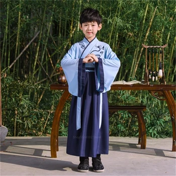 Adolescencija je 110-160 cm Kineski Tradicionalni Kostim Hanfu, Haljina za Djevojčice, Odjeća za Male Dječake, Odijelo Tan, Starinski Dječji Drevni Narodni Ples