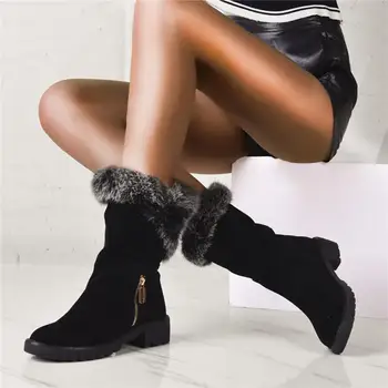ASHIOFU/ Ženske Zimske Cipele Ručne izrade sa Stvarnim Fotografijama, Tople zimske Cipele na umjetnom меху, Večernje, Casual Odjeća, Modni Ulične Kratke Čizme, Cipele