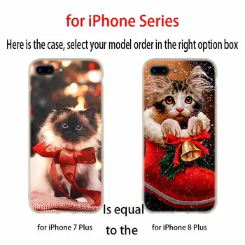 Božićni mačka Mekana Silikonska Torbica Za iPhone 13 11 12 Pro X XS Max XR 6 6S 7 8 Plus SE 2020 Mini Cover Mini Etui