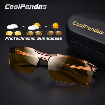 CoolPandas Žute izmjenjive leće Smeđe Photochromic Sunčane Naočale Gospodo Polarizirane Naočale za Noćni Vid Za Vožnju Oculos zonnebril heren
