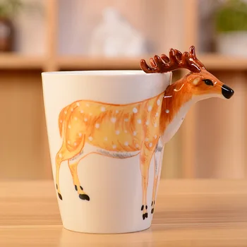 Creative 3D Trodimenzionalni stakleno Keramička Šolja sa ručno oslikanim, Bubalo sa Životinjama, demitasse, Crtani Čaša za Vodu, Žirafa