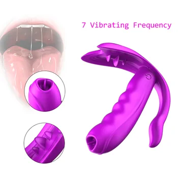 EXVOID Dildo Vibrator Maser G-Točke Daljinsko Grijanje Vibrator Lizanje Jezika Seks Igračke za Žene Silikon, Nosivi Tong