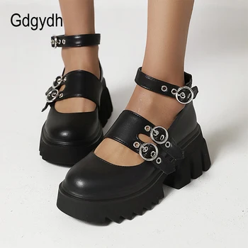 Gdgydh/Trendy Cipele Na Platformu S Masivnim Kopča U gotičkom stilu, Ženske Crne Cipele Od Lakirane Kože, Marke Dizajnerske Fetiš-cipele-čamaca, Kvalitetna Obuća