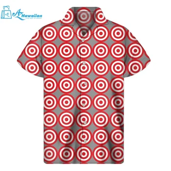 Havajski Majica za Muškarce, Crvena Cilj, Logo, Slika, Odmor, Godišnji Plaža, Kratki Rukav, Casual Odjeća na Zakopčane, Kratki Rukav, Plus Size
