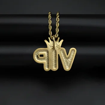 Hip-Hop Bling Ledeni Out Crown Od Nehrđajućeg Čelika VIP Privjesci, Ogrlice za Muškarce Reper Nakit Poklon Boje: Zlatna, Srebrna Boja