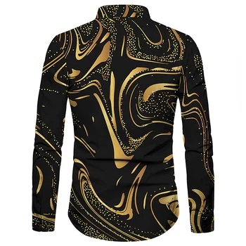 Jesensko-proljetni Modni Luksuzne Muške Košulje U društvenom stilu, Majice na Zakopčane S lapels, Svakodnevne muške Majice s Dugim Rukavima i Zlatnim Uzorkom Grašak