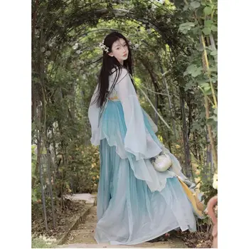 Kineski Stil Hanfu Haljina Kit Za Žene Vintage Elegantan Cvijet Vez Vila Plesne Сценические Ženski Odijela Slatka Outfits Princeza