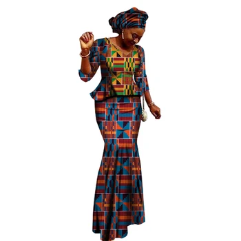 Komplet od 2 predmeta, Afrička Odjeća, Afričke дашики, Novi Trendi kostim bazen riche (top i suknja), ženska odjeća veličine plus, WY1401