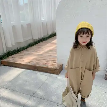 Korejski dječje odjeće 2020 godine, Jesenski Model, Radna Odjeća, za dječake i djevojčice, Jednodijelni Pamuk Jednostavan Dječji kombinezon