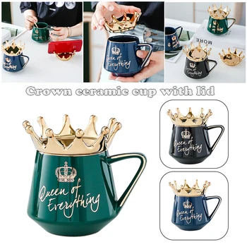 Kralj Kraljica Crown Dizajn Bubalo S Krunom Poklopcem i Žlicom Keramičke demitasse Poklon za Curu Supruga Brza Dostava