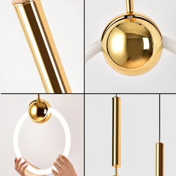 Kreativna Luksuzno Prsten LED Viseći Svijećnjak Noćni Ormarić Za Spavaće sobe Viseći Svijećnjak Moderan bar i Restoran Zlatni Prsten Visi Lampa