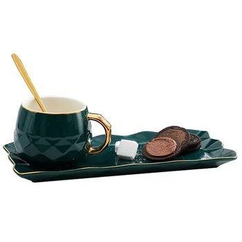 Kreativni europska keramičke kava skup oslikane zlatom, Jednostavna početna послеобеденная čajna šolja sa žlicom u poklon