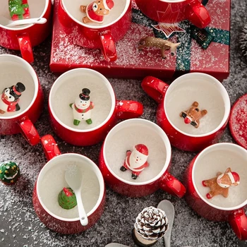 Kreativnost 3D Božićna Bubalo Crtani Snjegović Los Šalice Kave Šalicu za Mlijeko Za Doručak Čajne Šalice Vode Sok Bubalo Uredski Pribor