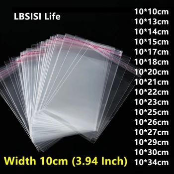 LBSISI Life 500шт 10 cm Prozirne Ljepljive Plastične Vrećice Prozirne Poli Prehrambenih Bombona Nakit Poklon Pakiranje Mala Ručka Torba