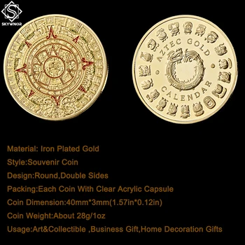 Meksiko maya Asteški Kalendar Umjetnost Proročanstvo Kultura Prigodni Zlatni Novčić Sa Zaštitom Kutije za ukras