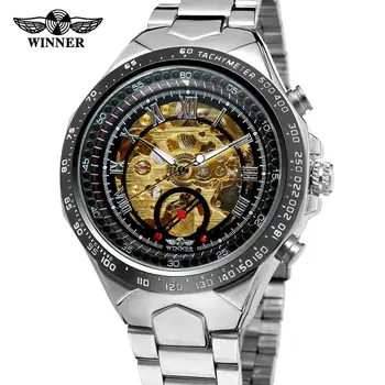 Muške poslovne sat WINNER srebrni sat sa čeličnim remenom automatski mehanički ručni sat