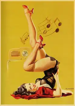 Nova Drugi Svjetski rat Pin Up seksi djevojka visoka kvaliteta Retro Poster i Starinski Zidni plakat Dekor Za vaš Dom Caffe Bara