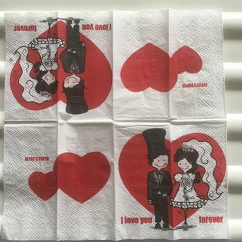Novi dizajn wc papira, salveta papir s po cijeloj površini crveno srce ljubav mladoženja i nevjesta zauvijek maramicu vjenčanje ubrus rođendan