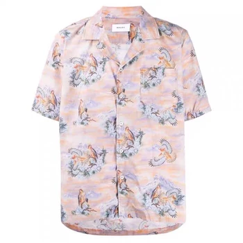 Novo Proljeće Rhude Za Muškarce Ptica Tisak Majice S Kratkim Rukavima Majice Britanski Stil Visoke Kvalitete Havajski Stil Hip Hop Modni Руба
