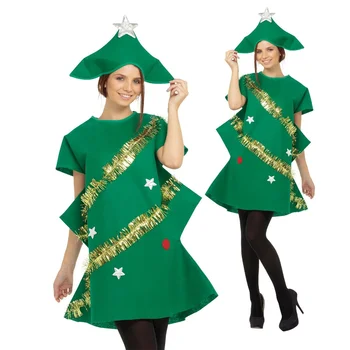 Odijelo za Косплея Roditelja i Djece, Slatka Haljina Kratkih Rukava u Obliku Božićnog Drvca za Odrasle, Dječje Zeleni Božić Odijevanje