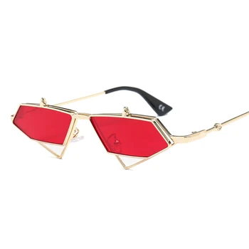 Peekaboo zlatne sunčane naočale u stilu steampunk s gornjim poklopcem gospodo berba crvene metalne trokutasti sunčane naočale za žene 2019 uv400