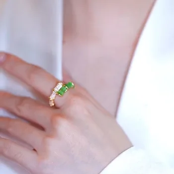 Pozlaćeni CZ Cirkon Bambus Otvoreni Prsten za Žene Djevojka Koreja Dizajn Indeks Prsten Jednostavan Univerzalni Narukvica Nakit