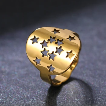 Prsten Od Nehrđajućeg Čelika Ovalno Šuplje Slatki Zvijezda Antički Elegantan Modni Par Prstenova Za Žene Nakit Za Vjenčanje Modni Fine Darove Nove