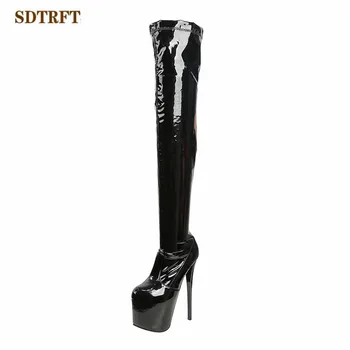 SDTRFT/čizme iznad koljena na ультратонком visoke potpetice 20 cm, unisex, botas mujer, ženske cipele-čamaca za косплея, ženska мотоциклетная cipele