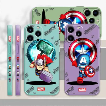 Silikon Mekana Torbica Marvel Thor Captain America za iPhone 13 Pro Max 6 12 XS 7 11 X 14 8 Plus XR SE2 5S Mini Original Liquid Coque