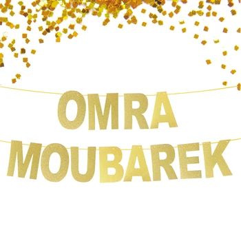 Sjajan Zlatni Banner Омра Мубарек, banner Ramazan Mubarak, Nakit Eid Mubarak, Musliman Festival Božićni Ukras