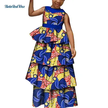 Slatka Haljina Za Djevojčice, Haljine s Uzorcima Lotos u Afričkom stilu, Dječje Haljine Bazen Riche, Afrička Dječje Odjeće WYT299