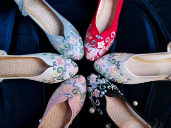 Stari Beijing vrećaste cipele, Novi Trendi ženski Чонсам u etničkom stilu, vezene cipele na petu 2 cm, Plesne cipele, ženske cipele