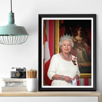 Suvremena Umjetnička Djela Kraljica Elizabeta II Portret Platnu Umjetnička Slika Plakata i Grafika Slikarstvo Ukras Kuće je Dnevni boravak