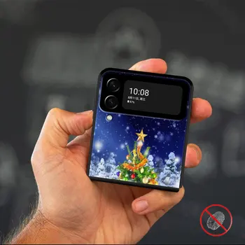 Torbica Za telefon Samsung Galaxy Z Flip 4 Z Flip3 5G Torbica za Galaxy Z Flip Tvrda Torbica za PC Fundas Veselo Božićno Drvce