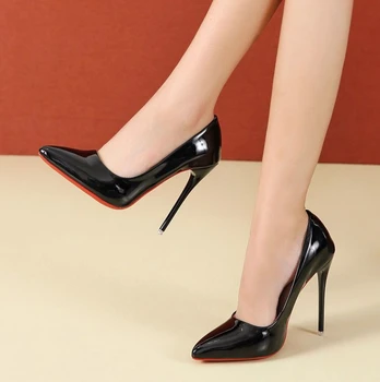 Trendy ženske cipele na visoku petu, velike veličine 35-45, 12 cm, tanke banket, svadbeni cipele na ukosnica, ukusan ženske večernje cipele s oštrim vrhom