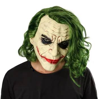 Užasan Maska Film Dark Knight Cosplay Užas Strašna Maska Klauna sa Zelene Kose Perika Halloween Latex Maska, Kostim Za Zurke