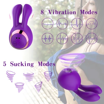 Vibrator za Penis sa Zečica, Maser za Klitoris, 8 Načina Vibracije i 5 Načina rada Usisavanje, Vibracioni Zec, Seks-Igračke za Odrasle, za Žene, Par