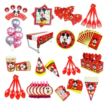 Vrući Disney Crvena Mickey Mouse Dječji Rođendan Dekoracija Balon Papirnate Čaše Tanjur Dječji Tuš Jednokratni Pribor Pribor