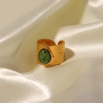 Češka Prirodni Kamen Dovoljno Otvoreni Prsten za Žene od Nehrđajućeg Čelika Pozlaćeni Prsten na Prst Luksuzni Ženski Nakit Darova u rasutom stanju