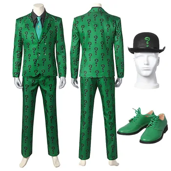 Šišmiš 1966 Загадочник Cosplay Zeleno Odijelo Za Odrasle Visoke Kvalitete Gotham Edward Нигма Odijelo Jokera Neobično Odijelo Sa Šeširom Cipele